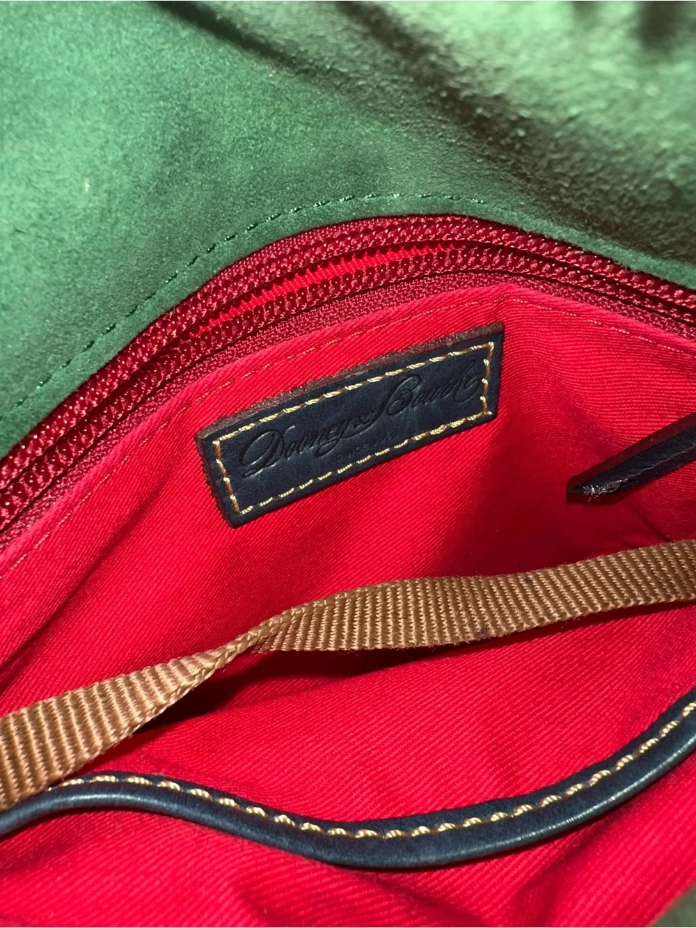 SOLD — DO NOT BUY. Dooney & Bourke Teal and Burgundy Leather Crossbody Bag - Picture 3 of 5